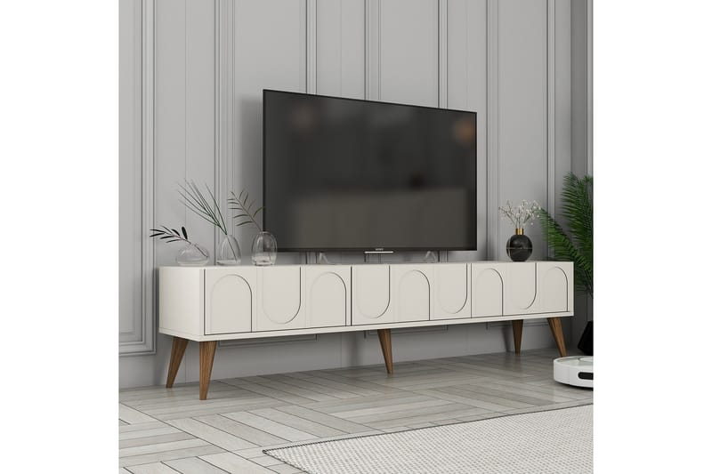 Hazim Tv-bænk 180 cm - Creme/Valnød - Møbler - TV borde & mediemøbler - TV-borde