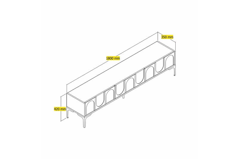 Hazim Tv-bænk 180 cm - Hvid/Sort - Møbler - TV borde & mediemøbler - TV-borde