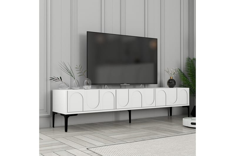 Hazim Tv-bænk 180 cm - Hvid/Sort - Møbler - TV borde & mediemøbler - TV-borde