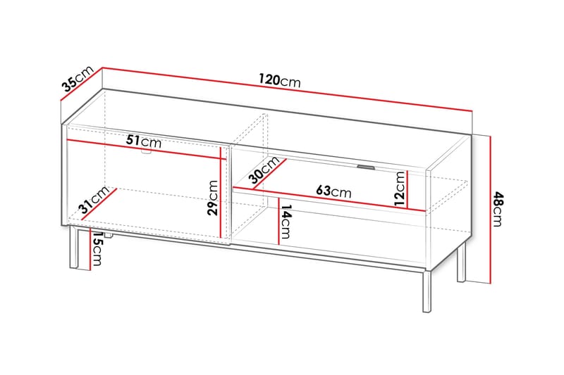 Hermann Tv-bord 120 cm - Hvid - Møbler - TV borde & mediemøbler - TV-borde