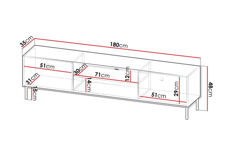 Hermann Tv-bord 180 cm - Hvid - Møbler - TV borde & mediemøbler - TV-borde