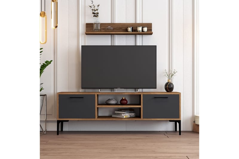 Holter Tv-bænk 140 cm - Valnød/Antracit - Møbler - TV borde & mediemøbler - TV-borde