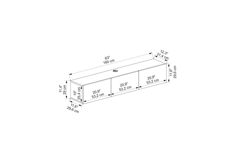 Hopper Tv-bænk 160 cm - Antracit - Møbler - TV borde & mediemøbler - TV-borde