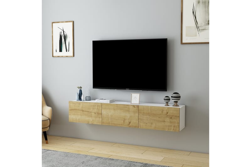 Hopper Tv-bænk 160 cm - Hvid/Eg - Møbler - TV borde & mediemøbler - TV-borde