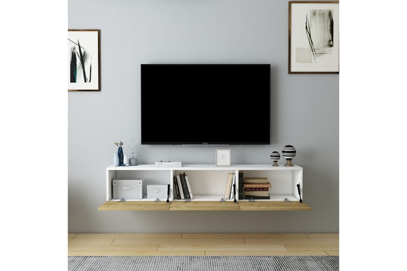 Hopper Tv-bænk 160 cm - Hvid/Eg - Møbler - TV borde & mediemøbler - TV-borde