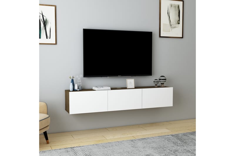 Hopper Tv-bænk 160 cm - Valnød/Hvid - Møbler - TV borde & mediemøbler - TV-borde