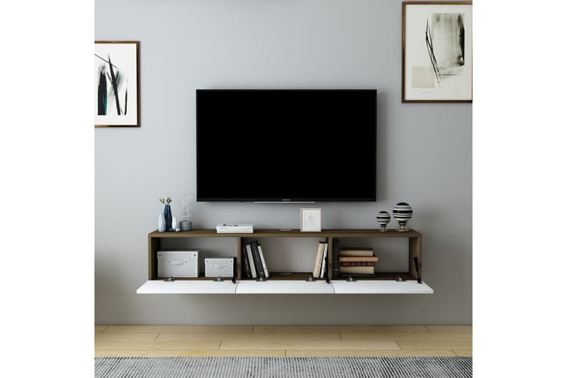 Hopper Tv-bænk 160 cm - Valnød/Hvid - Møbler - TV borde & mediemøbler - TV-borde