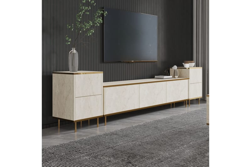 Imaj Tv-bænk 180 cm - Beige/Guld - Møbler - TV borde & mediemøbler - TV-borde