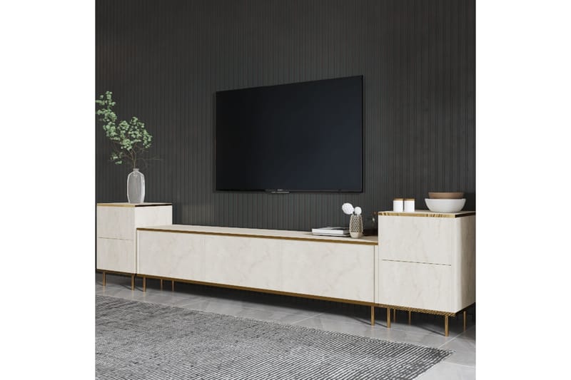 Imaj Tv-bænk 180 cm - Beige/Guld - Møbler - TV borde & mediemøbler - TV-borde