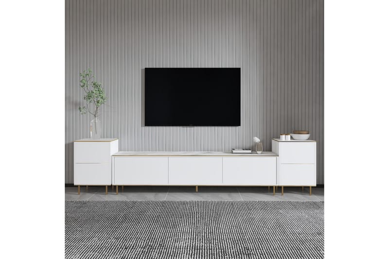 Imaj Tv-bænk 180 cm - Hvid marmor/Guld - Møbler - TV borde & mediemøbler - TV-borde