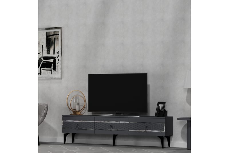 Ipek Tv-bænk 180 cm - Antracit/Sølv - Møbler - TV borde & mediemøbler - TV-borde