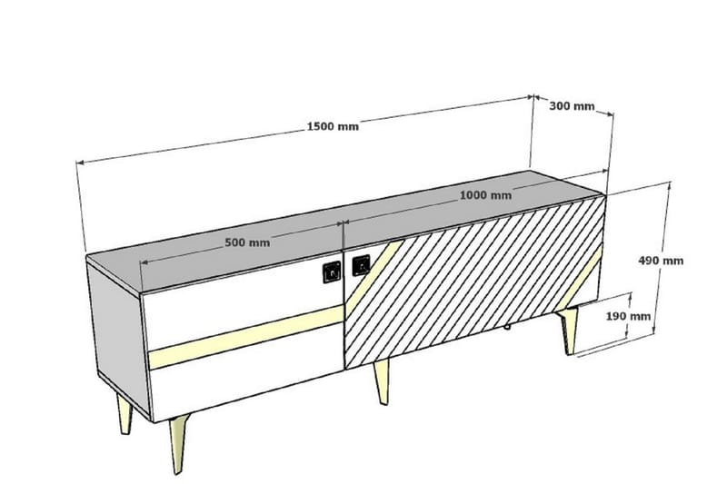 Iris Tv-bænk 150 cm - Antracit/Guld - Møbler - TV borde & mediemøbler - TV-borde