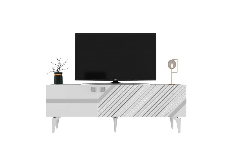 Iris Tv-bænk 150 cm - Hvid/Sølv - Møbler - TV borde & mediemøbler - TV-borde