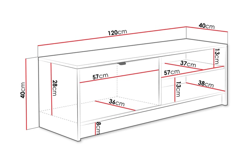 Kintore TV-skab 120 cm - Beige - Møbler - TV borde & mediemøbler - TV-borde