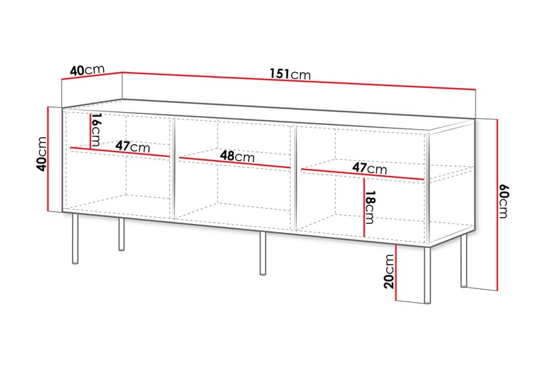 Laholm Tv-bord 151 cm - Sort - Møbler - TV borde & mediemøbler - TV-borde