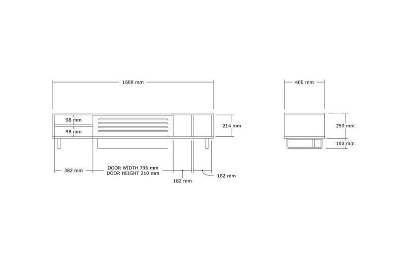 Lamal Tv-bænk 160 cm - Beige - Møbler - TV borde & mediemøbler - TV-borde