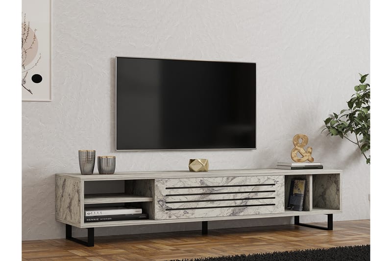 Lamal Tv-bænk 160 cm - Hvid Marmor - Møbler - TV borde & mediemøbler - TV-borde