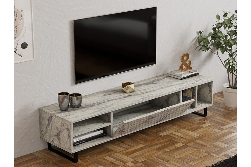 Lamal Tv-bænk 160 cm - Hvid Marmor - Møbler - TV borde & mediemøbler - TV-borde