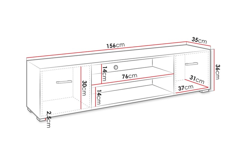 Lindesberg Tv-bord 156 cm - Hvid - Møbler - TV borde & mediemøbler - TV-borde