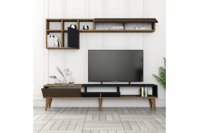 Lissione Tv-bænk 180 cm - Valnød/Antracit - Møbler - TV borde & mediemøbler - TV-borde