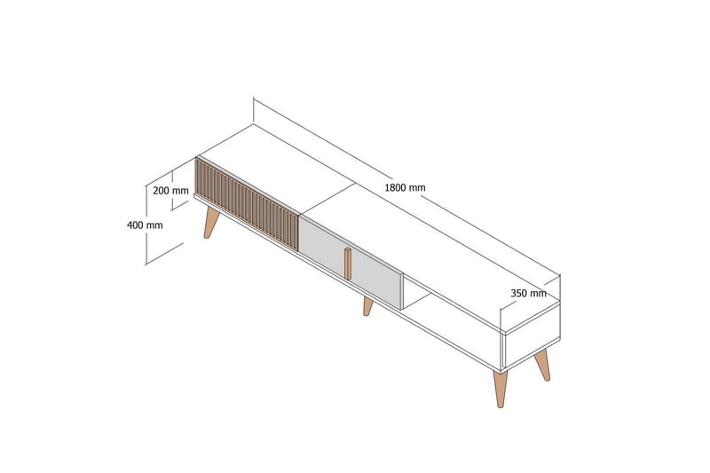 Lissione Tv-bænk 180 cm - Valnød/Antracit - Møbler - TV borde & mediemøbler - TV-borde