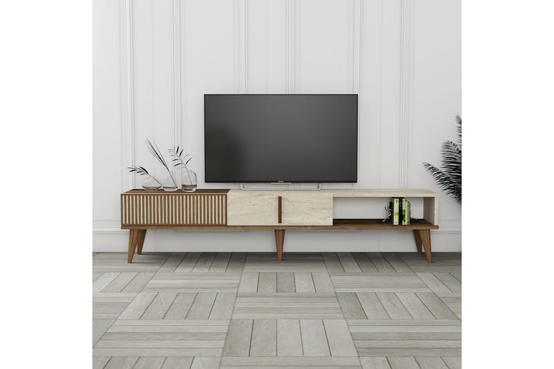 Lissione Tv-bænk 180 cm - Valnød/Beige - Møbler - TV borde & mediemøbler - TV-borde