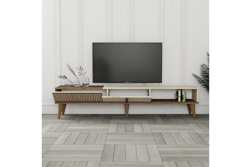 Lissione Tv-bænk 180 cm - Valnød/Beige - Møbler - TV borde & mediemøbler - TV-borde