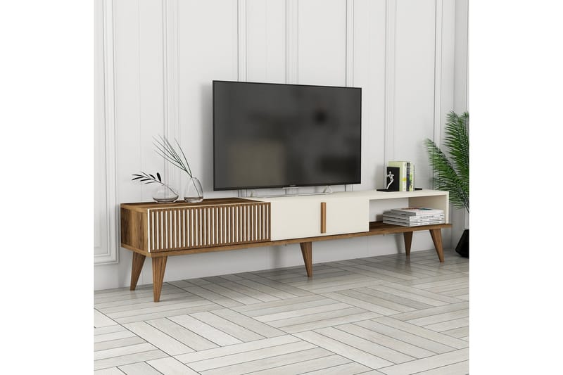 Lissione Tv-bænk 180 cm - Valnød/Creme - Møbler - TV borde & mediemøbler - TV-borde