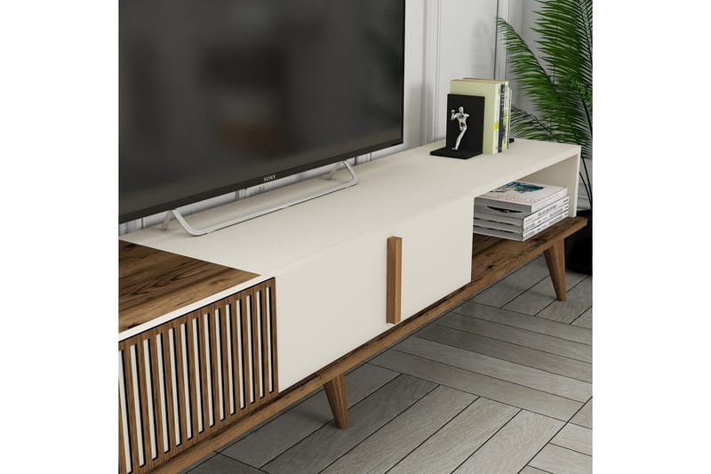 Lissione Tv-bænk 180 cm - Valnød/Creme - Møbler - TV borde & mediemøbler - TV-borde