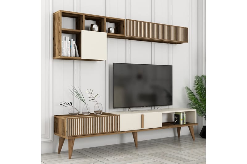 Lissione Tv-bænk 180 cm - Valnød/Creme - Møbler - TV borde & mediemøbler - TV-borde