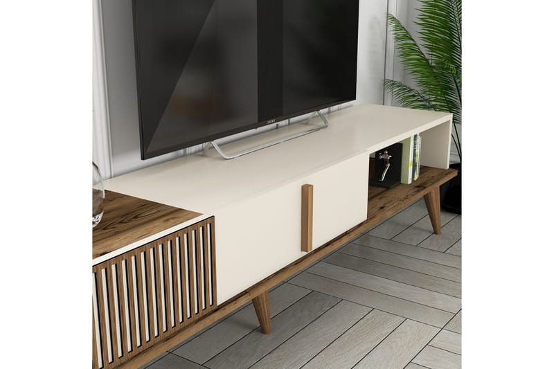 Lissione Tv-bænk 180 cm - Valnød/Creme - Møbler - TV borde & mediemøbler - TV-borde