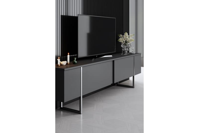 Luxe Tv-bænk 180 cm - Antracit/Sølv - Møbler - TV borde & mediemøbler - TV-borde