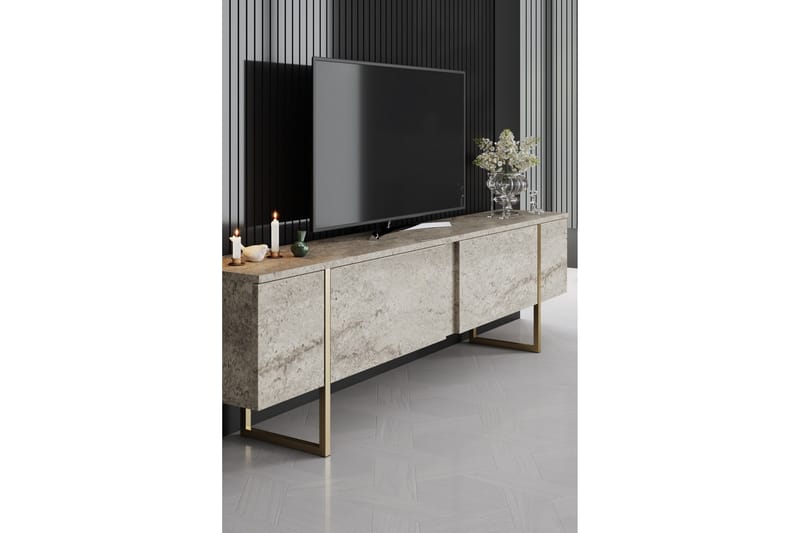 Luxe Tv-bænk 180 cm - Beige/Guld - Møbler - TV borde & mediemøbler - TV-borde