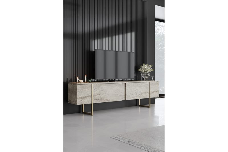 Luxe Tv-bænk 180 cm - Beige/Guld - Møbler - TV borde & mediemøbler - TV-borde