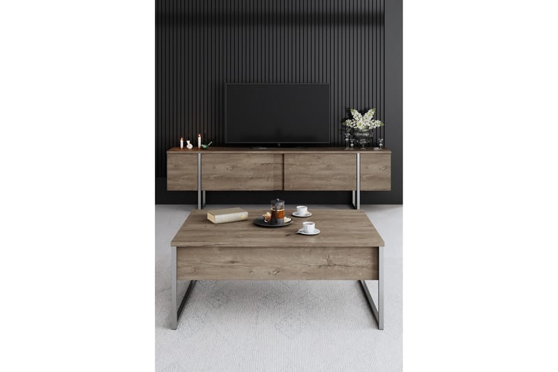 Luxe Tv-bænk 180 cm - Valnød/Sølv - Møbler - TV borde & mediemøbler - TV-borde