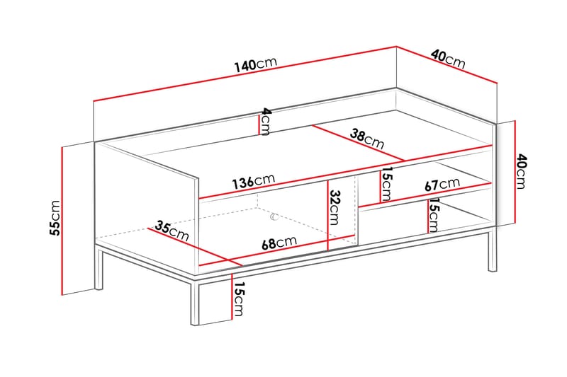 Mariestad Tv-bord 140 cm - Grå - Møbler - TV borde & mediemøbler - TV-borde