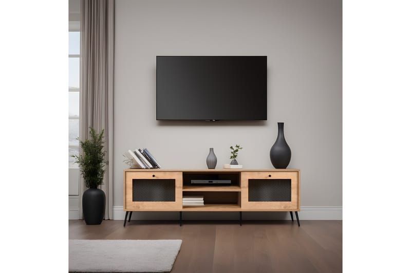 Mavran Tv-bænk 180 cm - Eg/Sort - Møbler - TV borde & mediemøbler - TV-borde