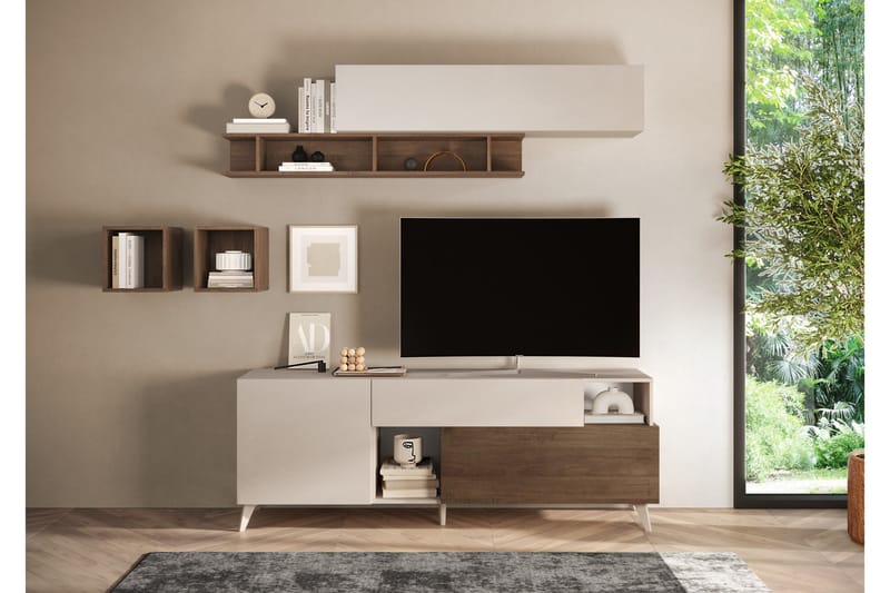 Monaco TV-bænk 181x42 cm - Brun/Hvid - Møbler - TV borde & mediemøbler - TV-borde