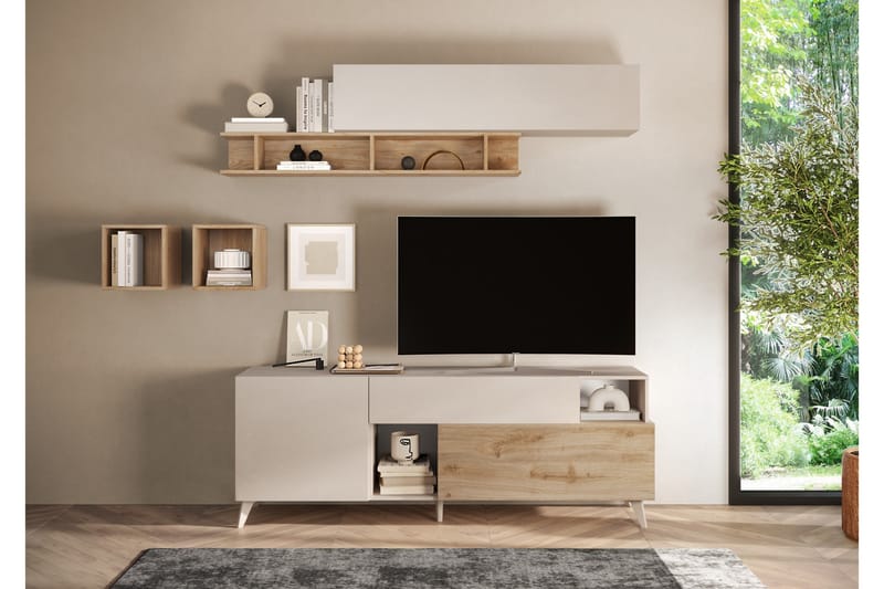 Monaco TV-bænk 181x42 cm - Brun/Hvid - Møbler - TV borde & mediemøbler - TV-borde