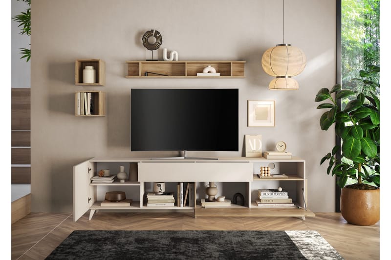 Monaco TV-bænk 241x42 cm - Brun/Hvid - Møbler - TV borde & mediemøbler - TV-borde