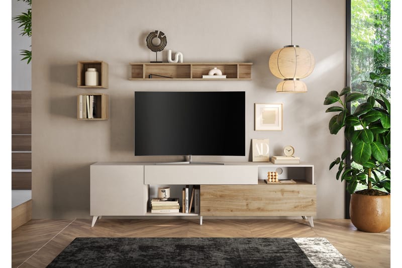 Monaco TV-bænk 241x42 cm - Brun/Hvid - Møbler - TV borde & mediemøbler - TV-borde