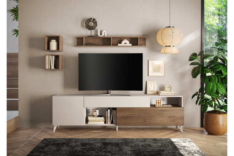 Monaco TV-bænk 241x42 cm - Brun/Hvid - Møbler - TV borde & mediemøbler - TV-borde