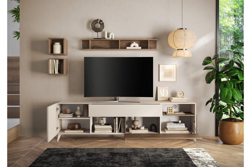 Monaco TV-bænk 241x42 cm - Brun/Hvid - Møbler - TV borde & mediemøbler - TV-borde