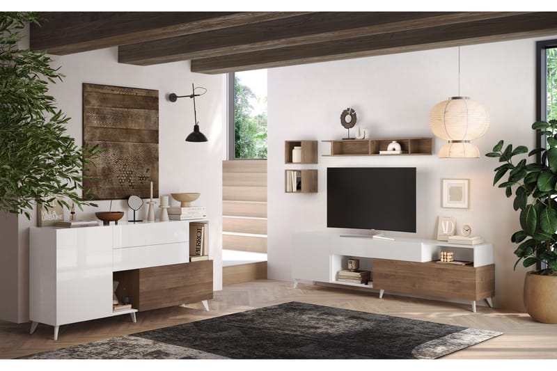 Monaco TV-bænk 241x42 cm - Brun/Hvid - Møbler - TV borde & mediemøbler - TV-borde