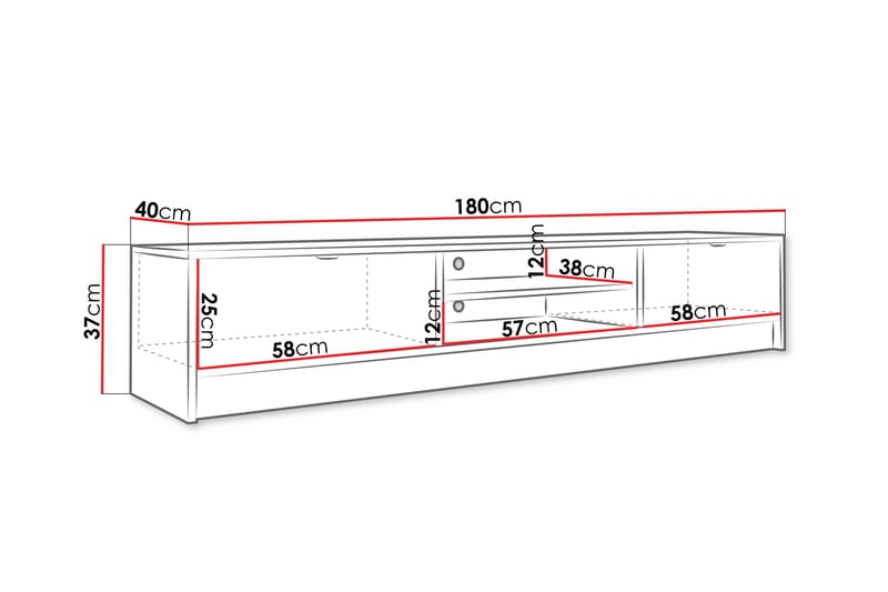 Munkedal Tv-bænk 180 cm - Hvid - Møbler - TV borde & mediemøbler - TV-borde