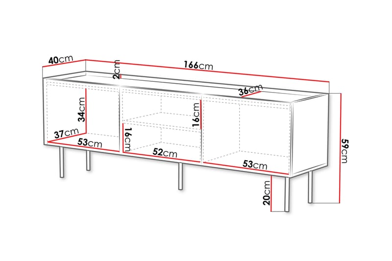 Munkedal Tv-bord 166 cm - Sort - Møbler - TV borde & mediemøbler - TV-borde