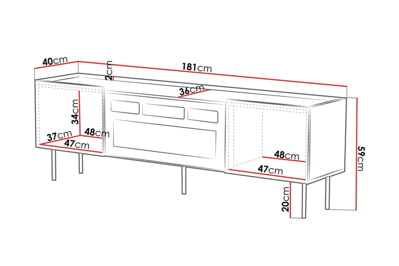 Munkedal Tv-bord 181 cm - Hvid - Møbler - TV borde & mediemøbler - TV-borde