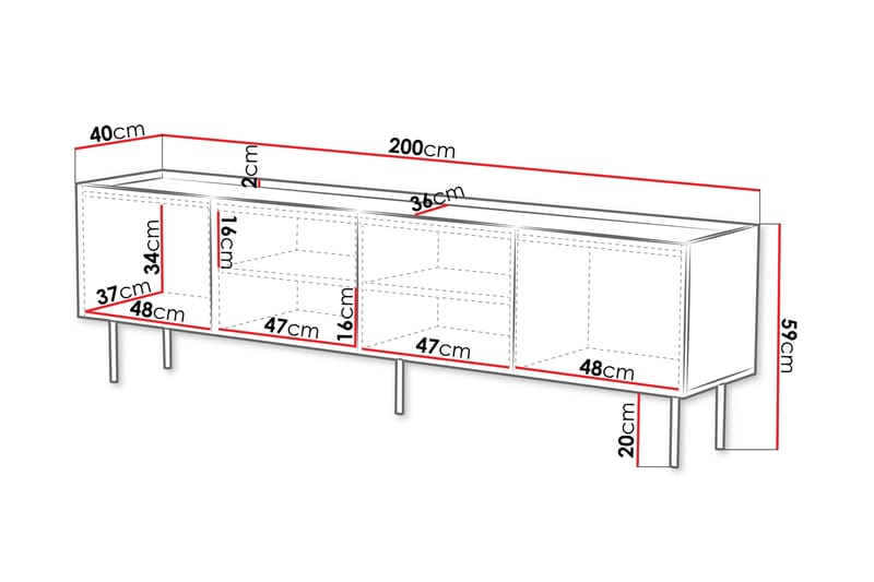 Munkedal Tv-bord 200 cm - Hvid - Møbler - TV borde & mediemøbler - TV-borde