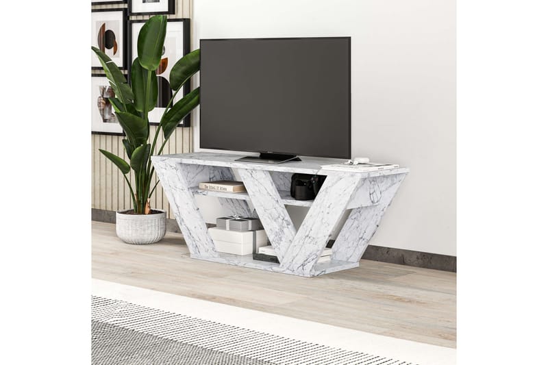 Pipralla Tv-bænk 110 cm - Hvid Marmor - Møbler - TV borde & mediemøbler - TV-borde