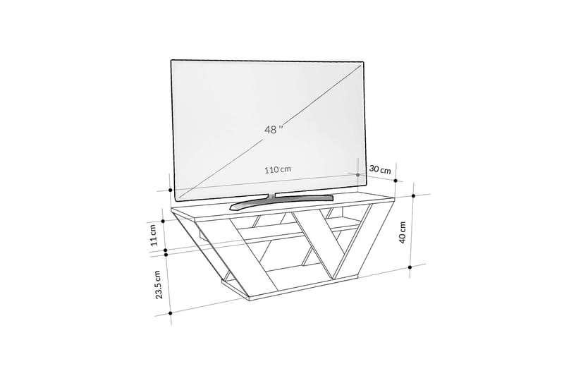 Pipralla Tv-bænk 110 cm - Hvid Marmor - Møbler - TV borde & mediemøbler - TV-borde